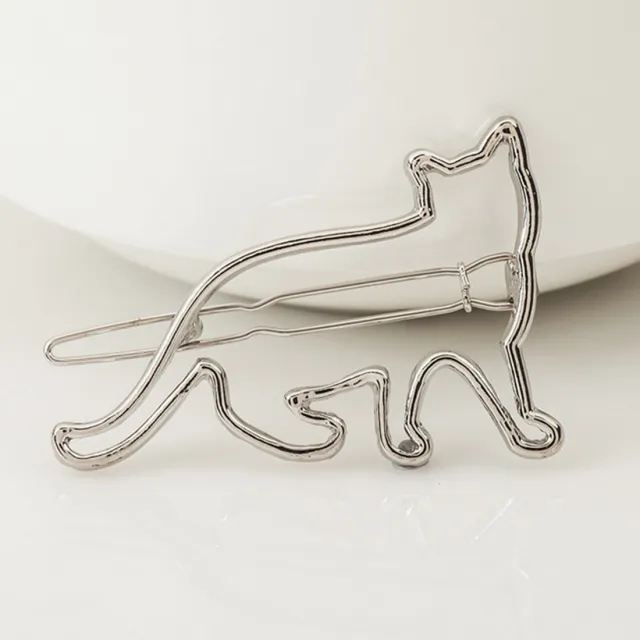 Metal hollow KT cat hairpin alloy frog clip hairpin clip hair accessories Silver - Shop at LoveMi