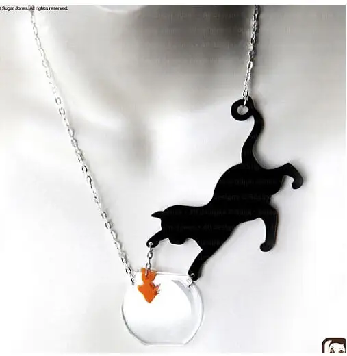 Cat Fish Bowl Necklace