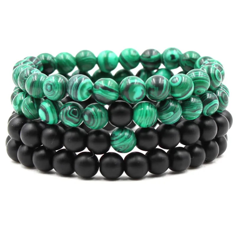 Classic Black Matte Green Malachite Bracelets Suitable Women Men