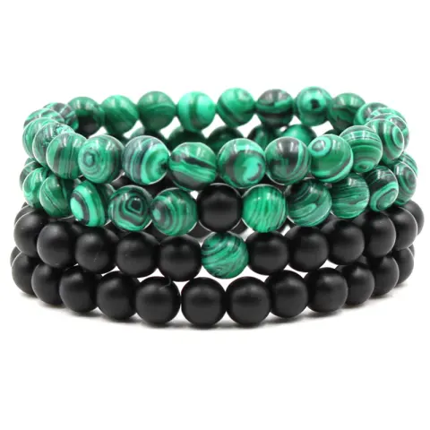 Classic Black Matte Green Malachite Bracelets Suitable Women Men
