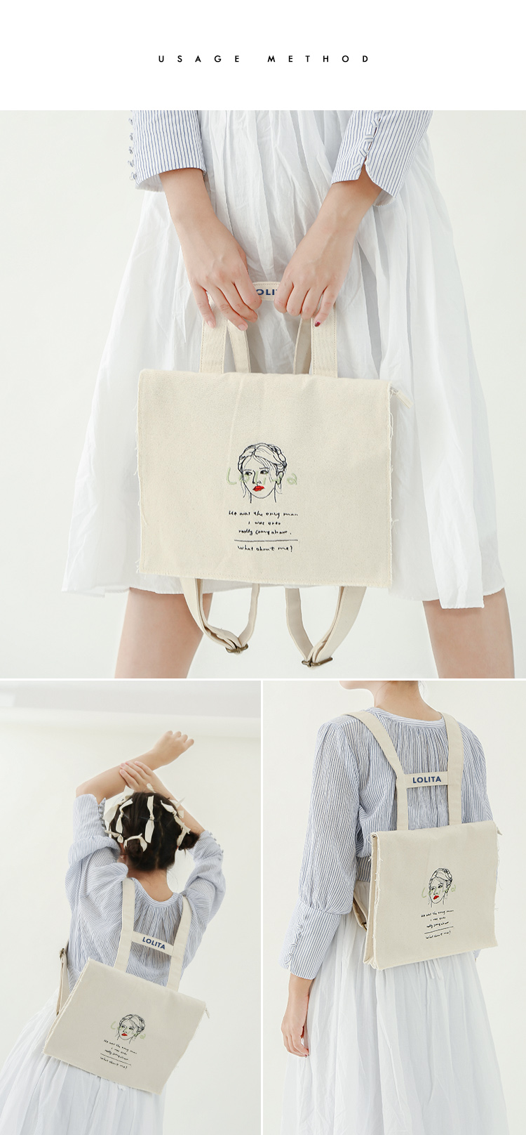 Original art canvas small backpack Vintage embroidery small bag