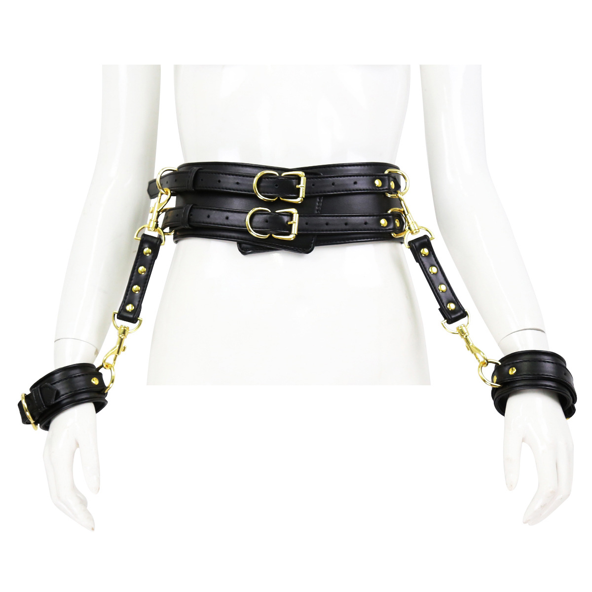 Men's And Women's Fashion Leather Handcuffs Girdle Tool Black - Shop at LoveMi