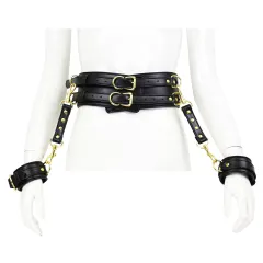Men's And Women's Fashion Leather Handcuffs Girdle Tool - Black - View 1