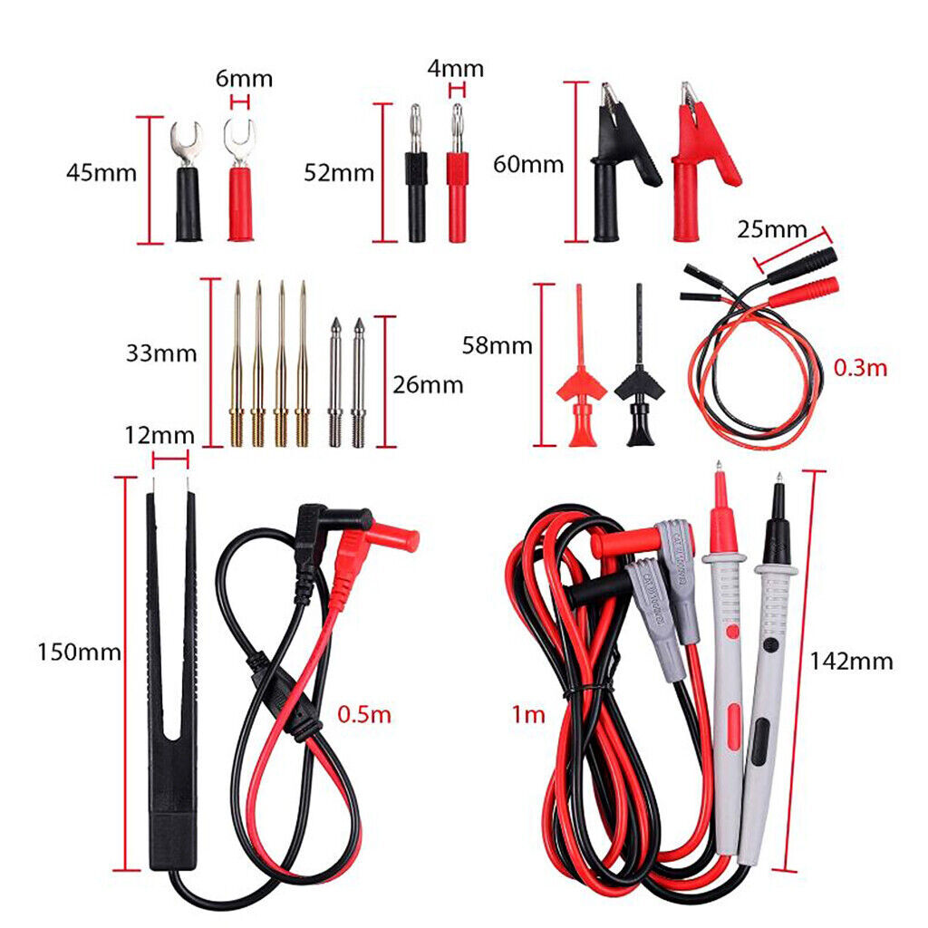 23Pcs Multimeter Test Leads Kit Silicone Probe Alligator Clips Banana Plug Tool — image 4