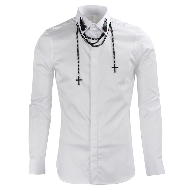 Metal Wings Chain Tide Men's Shirt Men's Long Sleeve Shirt