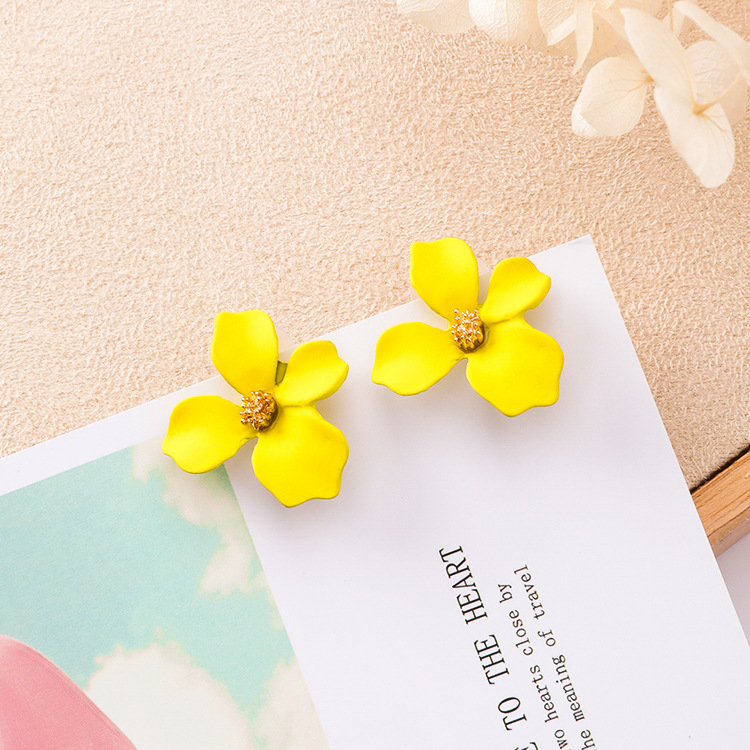 Simple paint flower earrings personality fashion wild irregular petal earrings