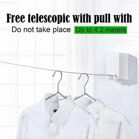 Invisible Tendedero Ropa Wall Hanger Retractable Indoor Clothes Magic