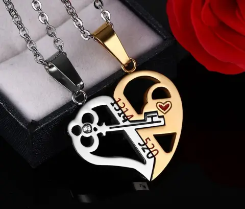 Pendant Love Necklace Set Lover Valentine Gifts Stainless Steel