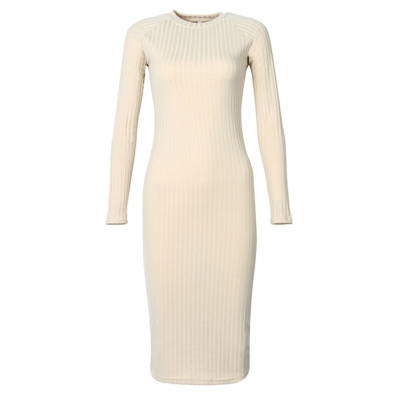 Sexy Knitted Turtleneck Long Sleeve Hip Dress