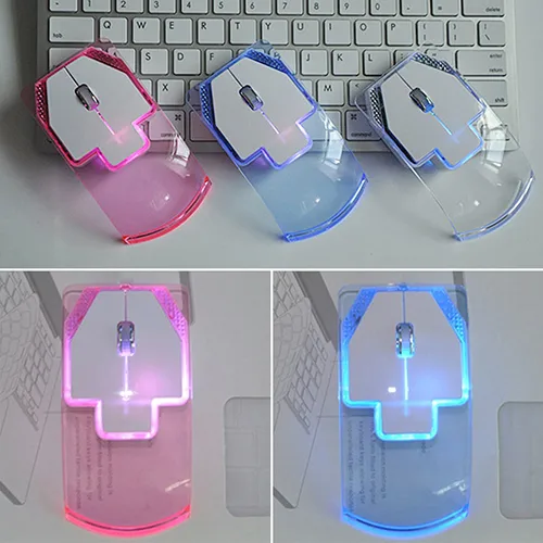 Creative Ultra-thin Transparent 2.4GHz Wireless Optical Luminous Mouse