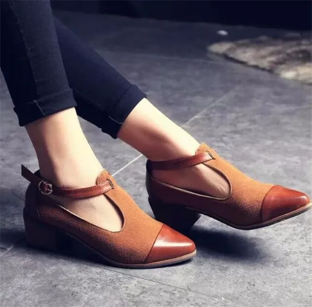 Women's shoes thick with ankle boots women's boots British pointed shallow mouth scrub with women's shoes Brown - Shop at LoveMi