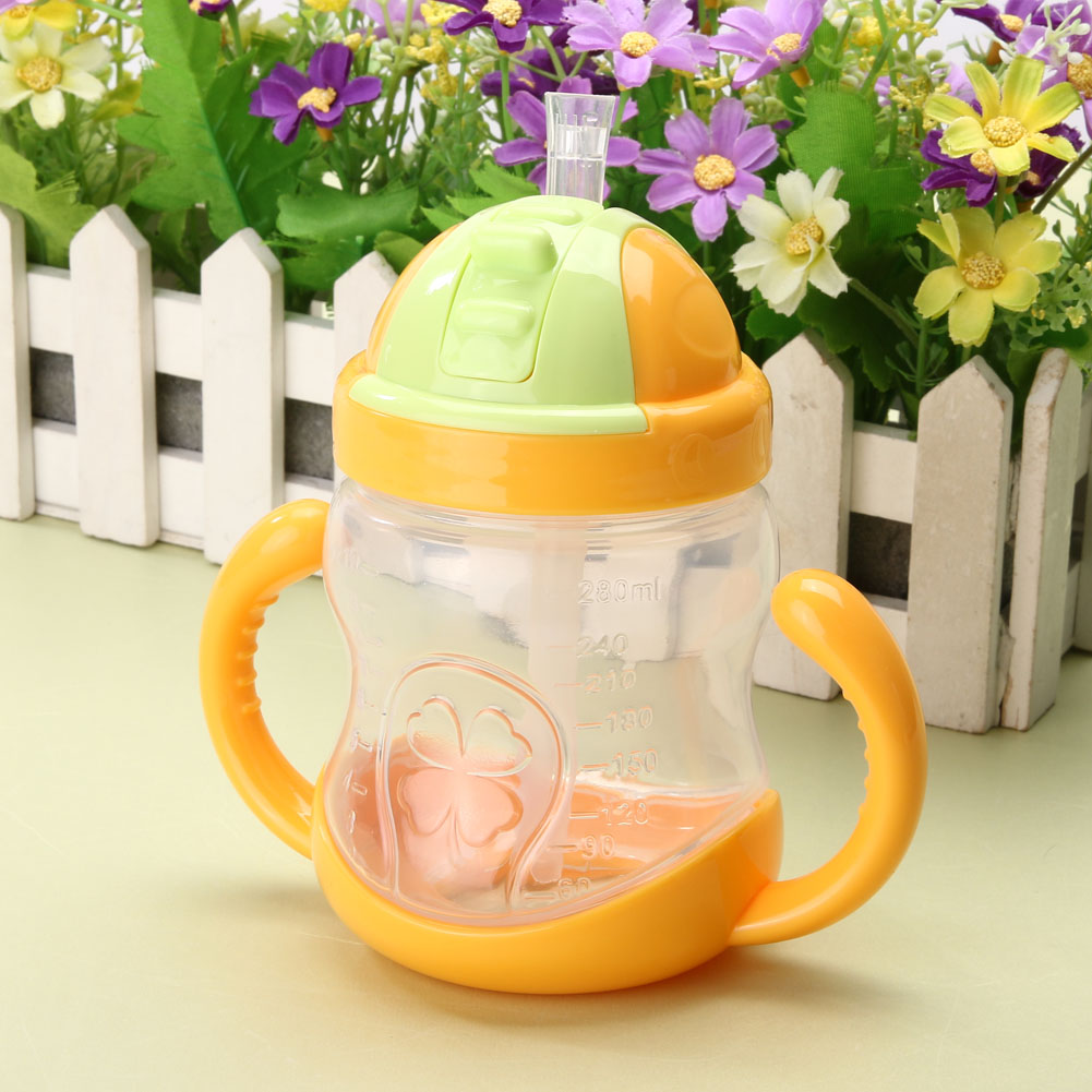 280ml Cute Baby Cup Kids Children Learn Feeding Drinking Water Straw Handle Bott - Picture 8 of 8