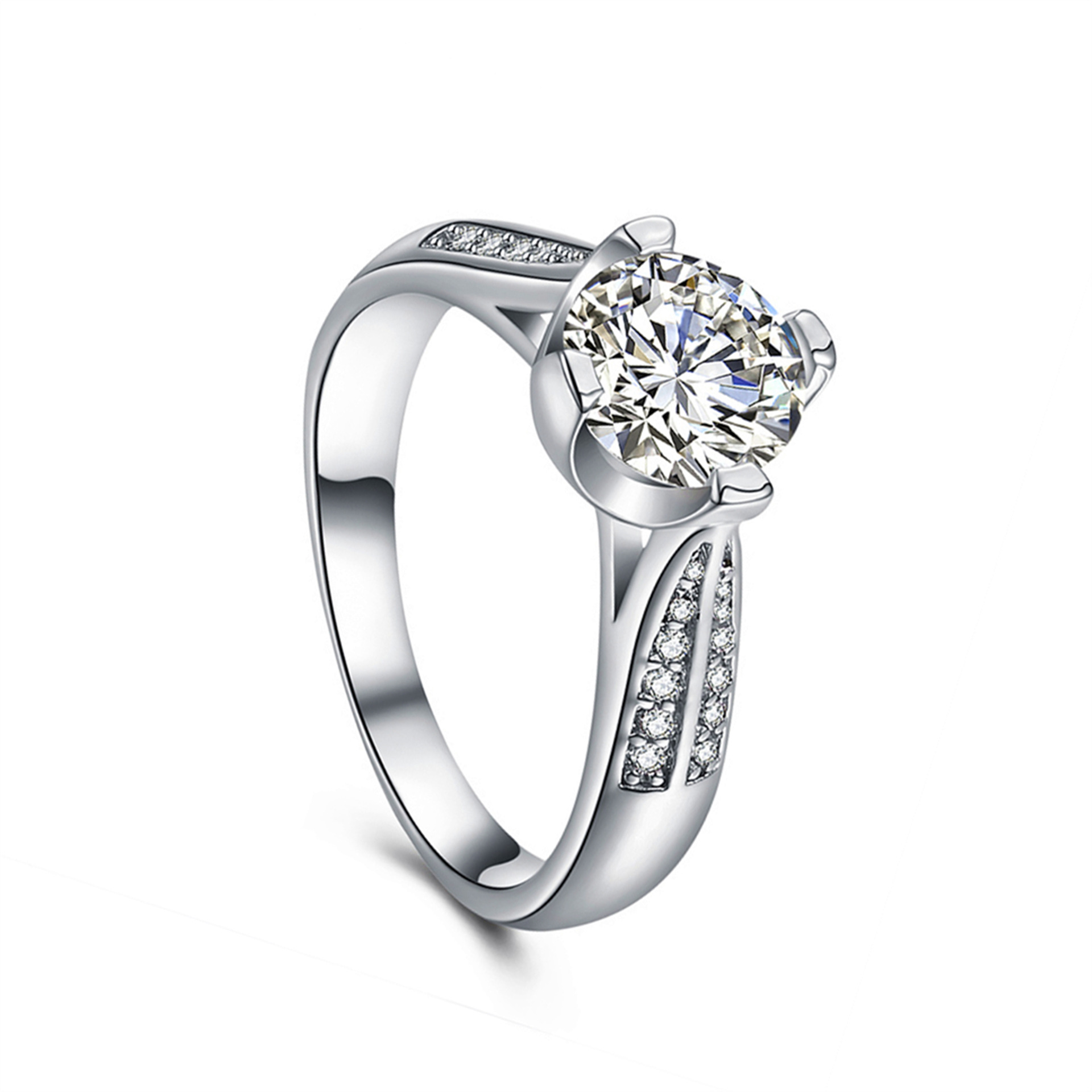 Classic one carat simulation diamond ring micro AAA zircon four claw wedding ring