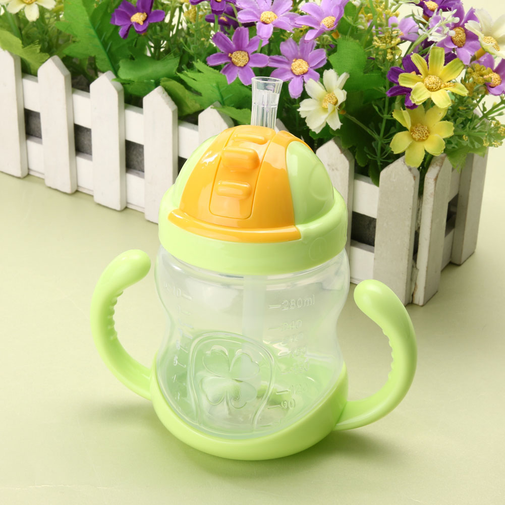 280ml Cute Baby Cup Kids Children Learn Feeding Drinking Water Straw Handle Bott - Picture 5 of 8