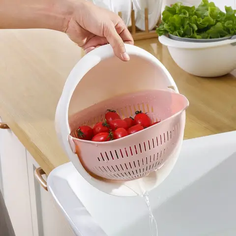 Portable Detachable Double-layer Hollow Fruit and Vegetable Cleaning Drain