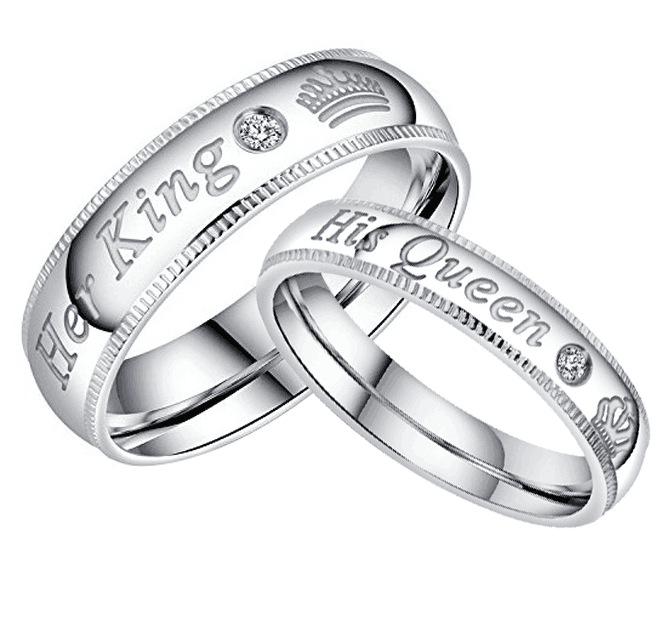 King Queen Titanium Steel Couple Ring