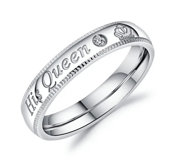 King Queen Titanium Steel Couple Ring