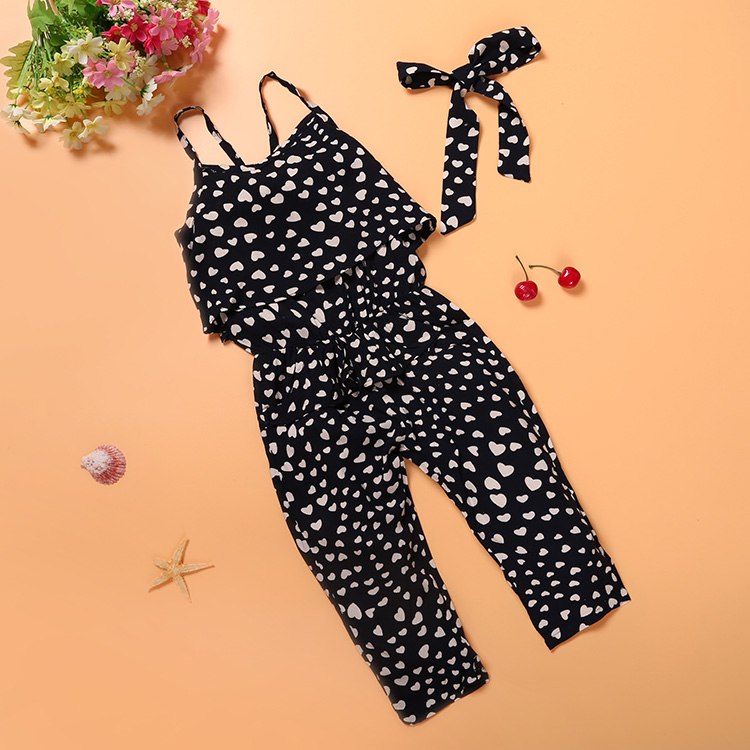 Fashion Summer Kids Girls Clothing Sets Cotton Sleeveless Polka Dot Strap Girls - Picture 2 of 7