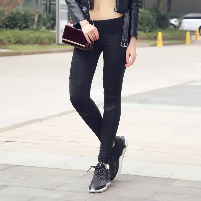 European and American tide locomotive fitness trousers High elastic quick drying tight fitting pants sexy sports leggings Black - Shop at LoveMi