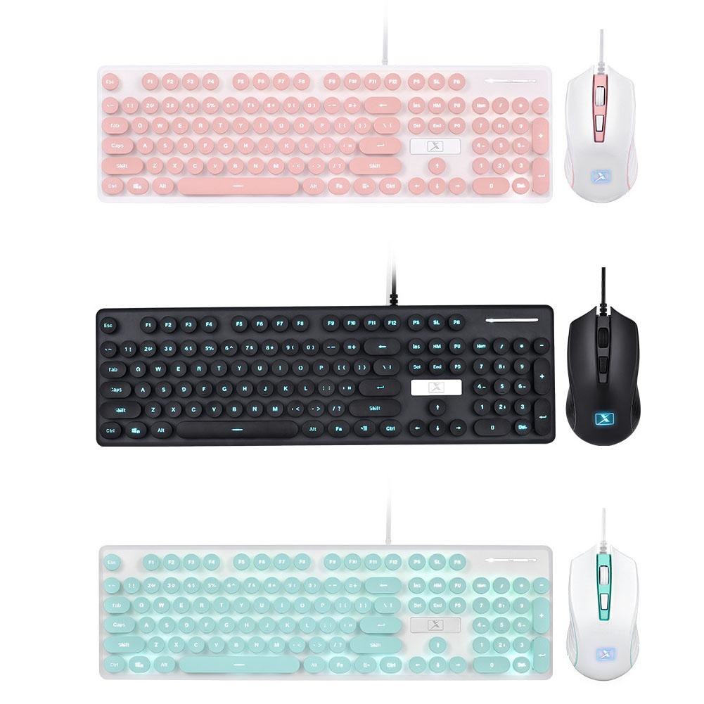N518 kabel steampunk retro mus og tastatur set game - Miniatyr 4
