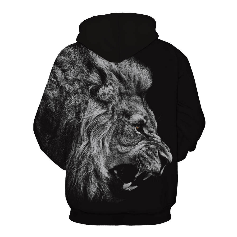 Lion head digital print hooded sweater