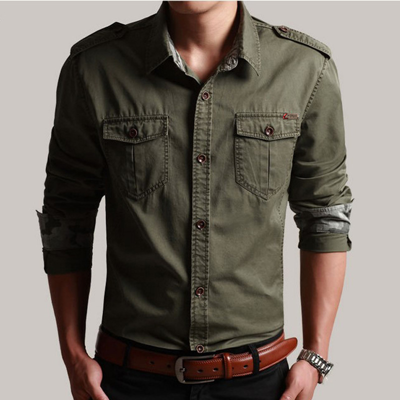 Men's Shirt Korean Cotton Men's Slim Long Sleeve Shirt