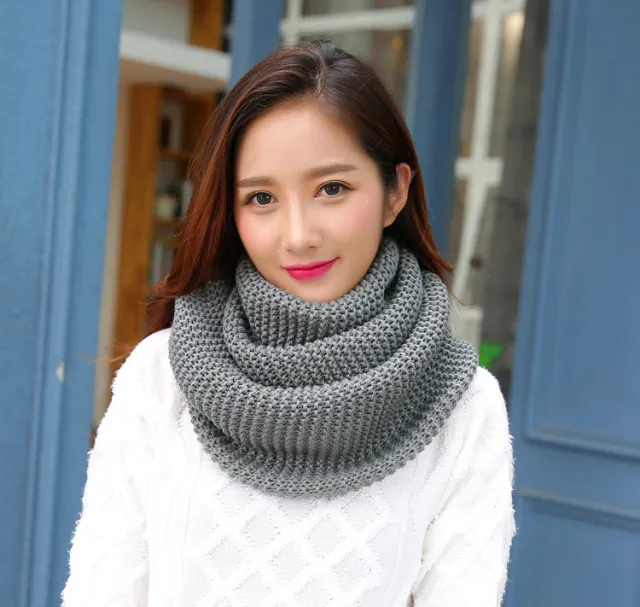 httpWarm thick solid color ladies scarf Gray - Shop at LoveMi