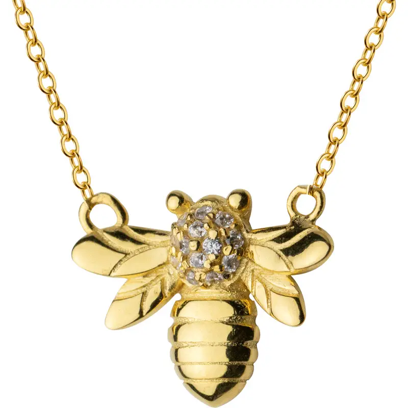 S925 silver necklace female Japanese wind simple golden bee necklace cute animal insect clavicle chain