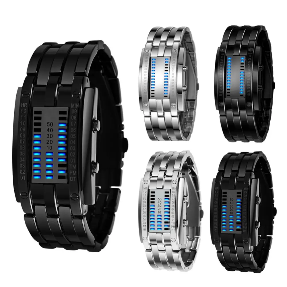 Double Row Light Binary LED Electronic Hand Men