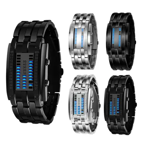 Double Row Light Binary LED Electronic Hand Men