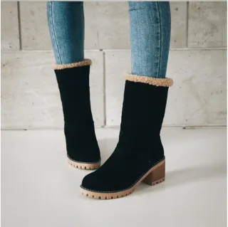 FUR ANKLE BOOTS - Black