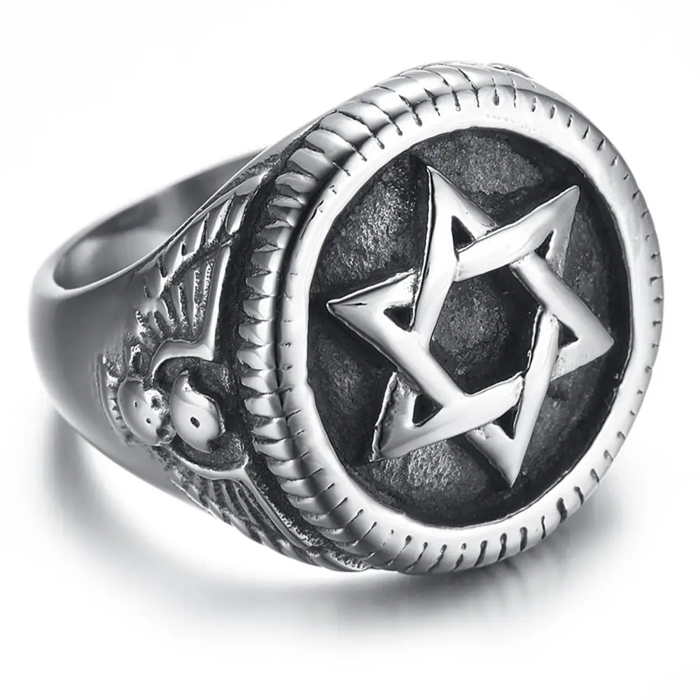 New titanium steel jewelry round star male ring