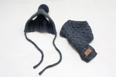 Tide pet clothes dog hat bib suit Teddy Bomei wool scarf autumn winter hat pet scarf - Grey - View 1