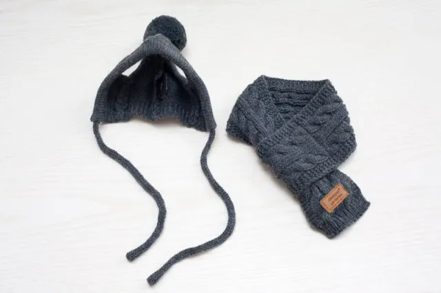 Tide pet clothes dog hat bib suit Teddy Bomei wool scarf autumn winter hat pet scarf Gray - Shop at LoveMi