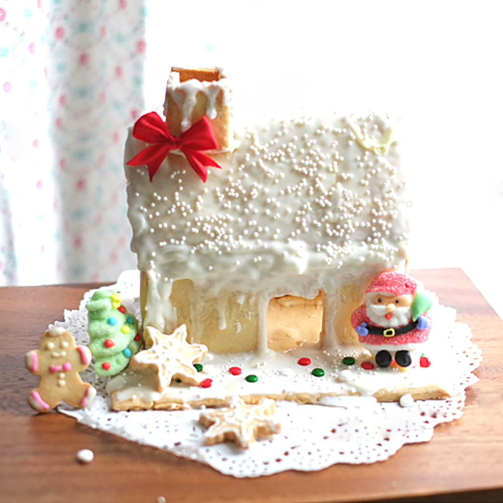 10pcs 3D Gingerbread house Stainless Steel Christmas Scenario Cookie Cutters Set Biscuit Mold Fondant Cutter Baking Tool