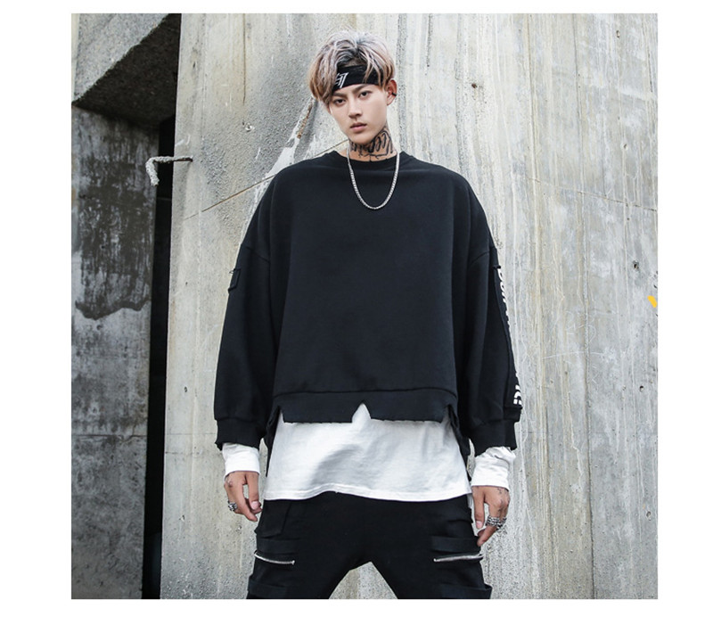 Print loose large size men's pullover sweater coat