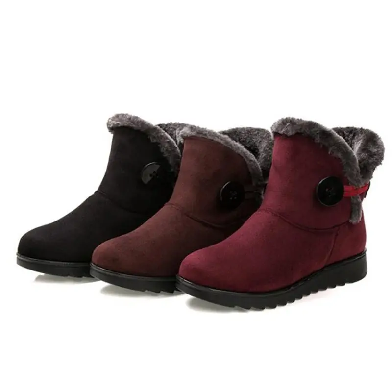 Winter Women Boots Flock Warm Ankle Snow Platform Shoes