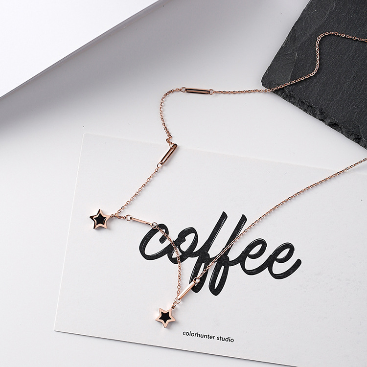 Pentagram Necklace Female  Simple Clavicle Chain Short Neck Jewelry Titanium Steel Jewelry