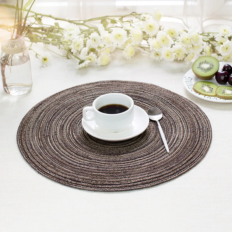Round cotton yarn placemat western food mat - Coffee