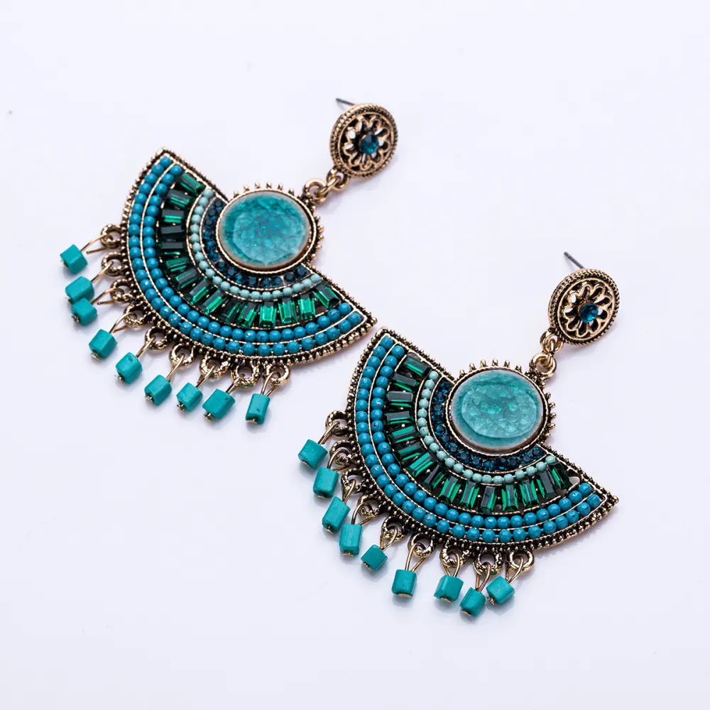 Elegant Bohemian Tassel Earrings for Women Beads Dangle Statement