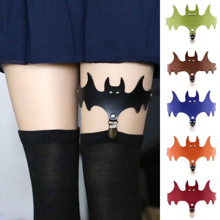 Personality exaggerated Halloween Christmas legs bat wings leather garter socks clip leg ring