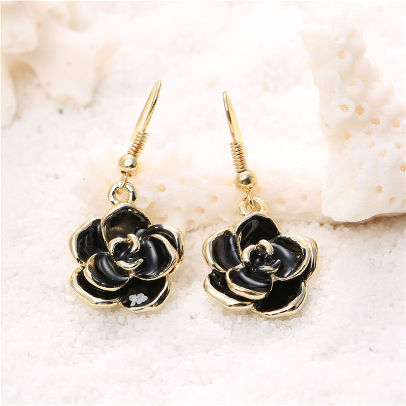 Temperament wild rose earrings retro face thin earrings