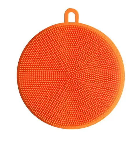 New Better Sponge Silicone Dishwashing Magic Silica Gel Dishwasher Kitchen Cleaning Fruit Vegetable Cutlery Kitchenware Brushes - Orange