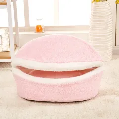 Removable cat litter dog kennel pet nest hamburger nest shell - Pink - View 1