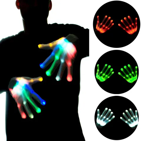 1Pair Chic LED Light Up Skeleton Hand Gloves Halloween