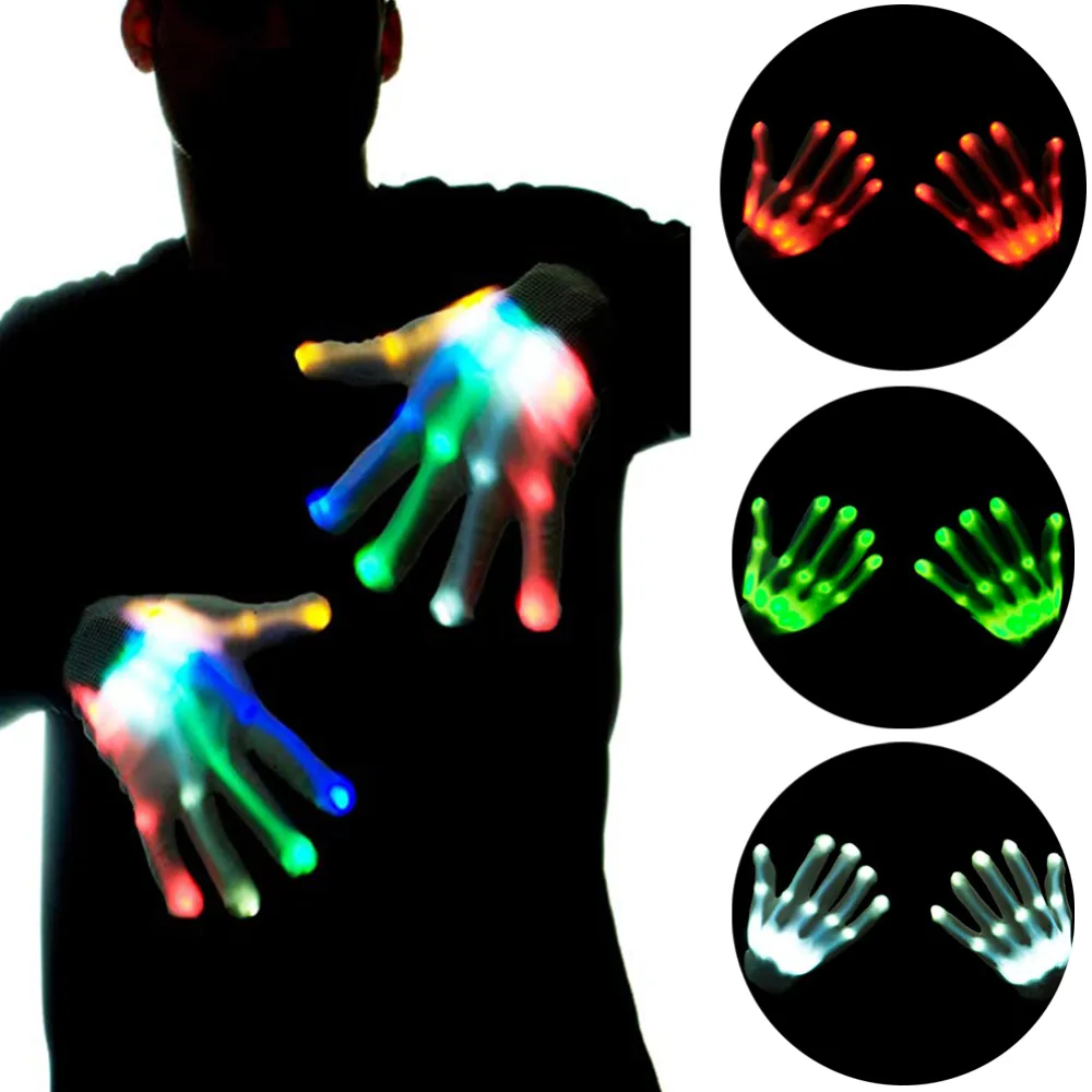 1Pair Chic LED Light Up Skeleton Hand Gloves Halloween