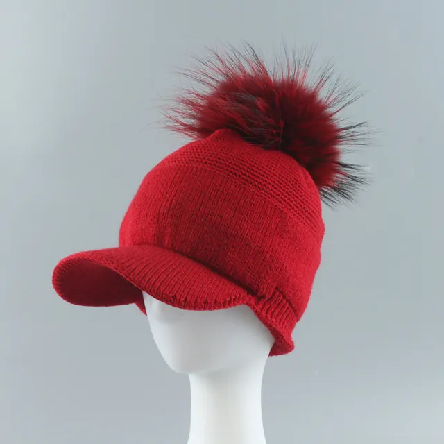 Autumn And Winter Plush Curved Brim Women's Wine Red A - Shop at LoveMi