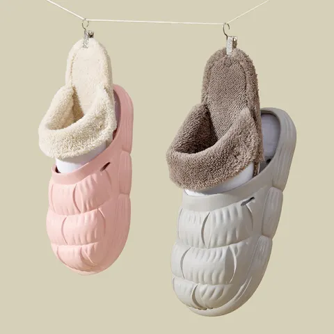Removable Fluffy Shoes Warm Fuzzy Slippers Waterproof Non-Slip Indoor