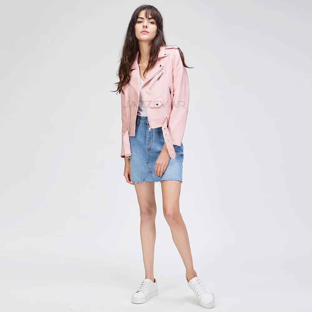 PU Leather Jacket - Pink