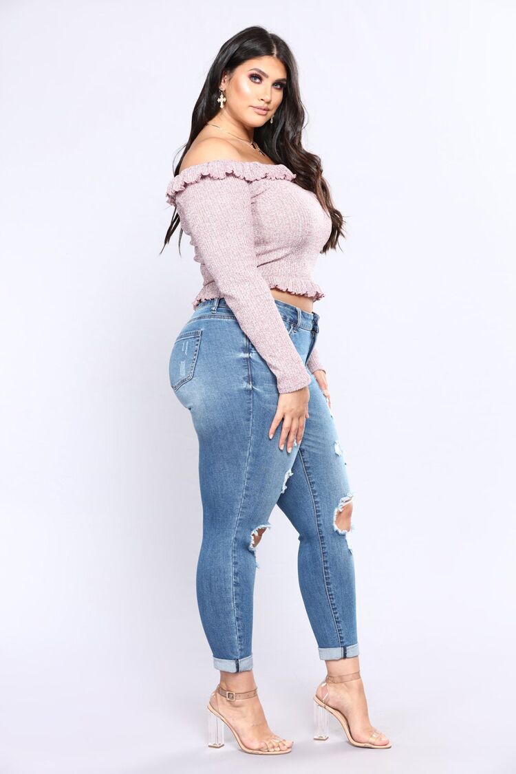 Stretch denim hole high waist ladies jeans Blue - Shop at LoveMi